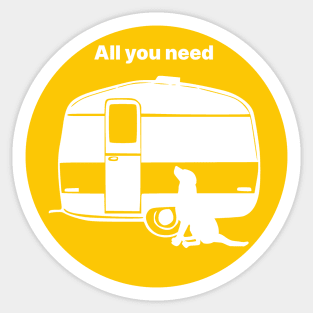 ALL YOU NEED A DOG A CARAVAN YELLOW2 Sticker